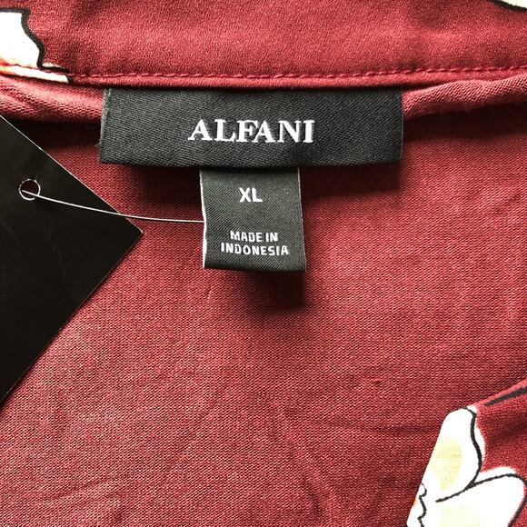 Alfani Women's Blouse Top Split Neck Short‎ Sleeve Floral Maroon Size XL NWT - Picture 7 of 8